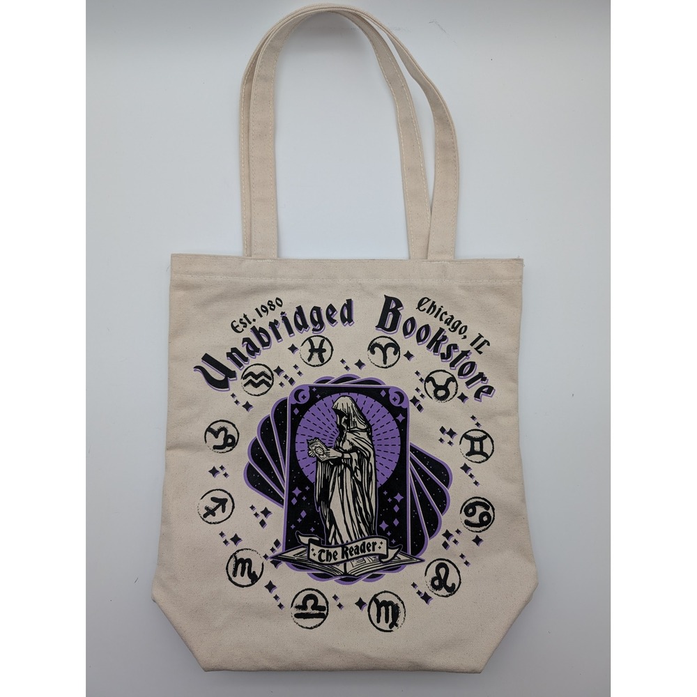 Unabridged Bookstore Chicago The Reader Tarot Zodiac Canvas Tote Bag Natural